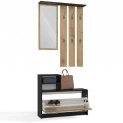 Mobile ingresso con specchio 85x180 cm rovere e antracite MIT1