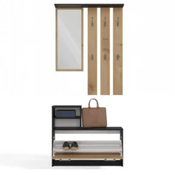 Mobile ingresso con specchio 85x180 cm rovere e antracite MIT1