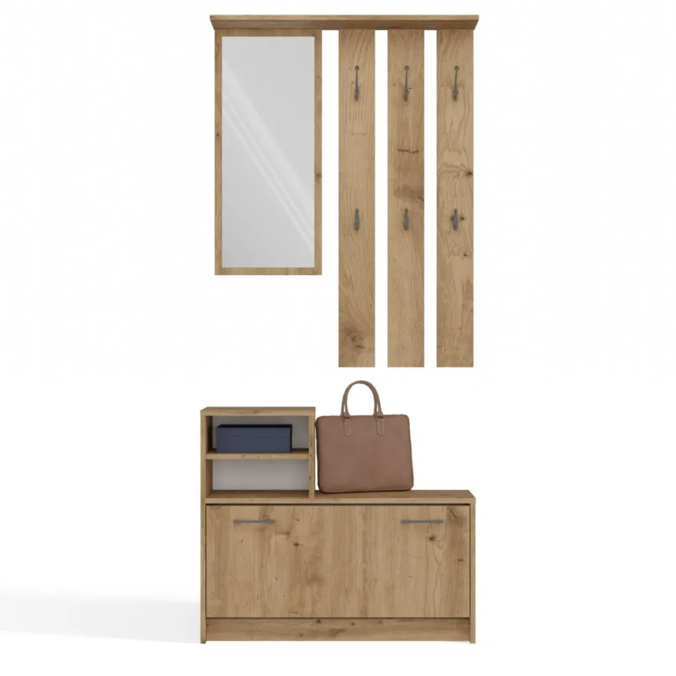 Mobile ingresso con specchio 85x180 cm rovere MIT1