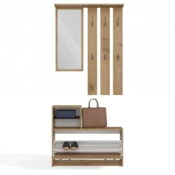 Mobile ingresso con specchio 85x180 cm rovere MIT1