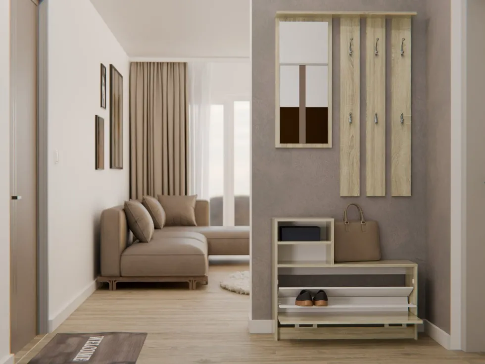 Mobile ingresso con specchio 85x180 cm rovere chiaro MIT1