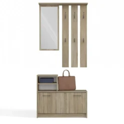 Mobile ingresso con specchio 85x180 cm rovere chiaro MIT1