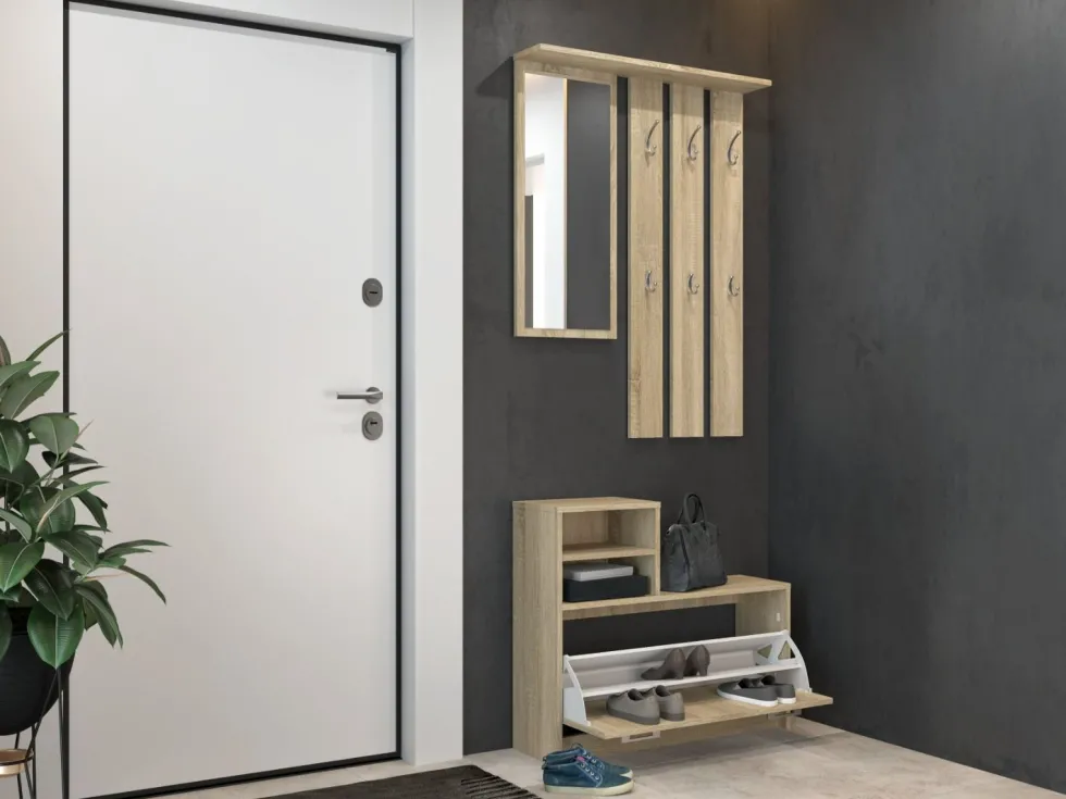 Mobile ingresso con specchio 85x180 cm rovere chiaro MIT1