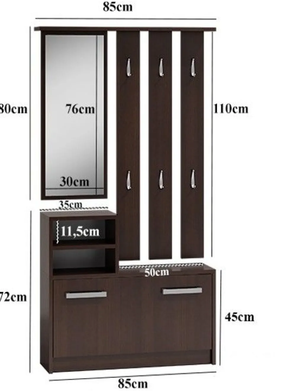 Mobile ingresso con specchio 85x180 cm rovere chiaro MIT1