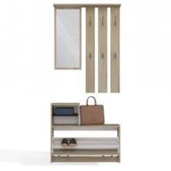 Mobile ingresso con specchio 85x180 cm rovere chiaro MIT1