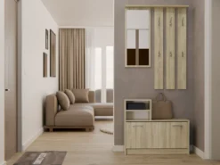 Mobile ingresso con specchio 85x180 cm rovere chiaro MIT1