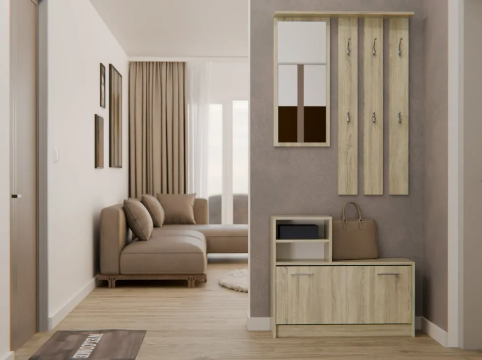 Mobile ingresso con specchio 85x180 cm rovere chiaro MIT1