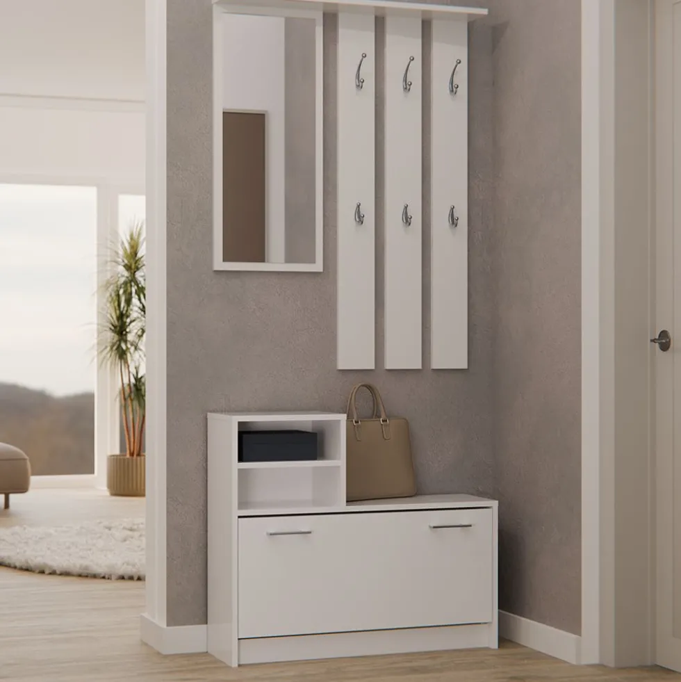 Mobile ingresso con specchio 85x180 cm bianco MIT1