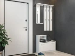 Mobile ingresso con specchio 85x180 cm bianco MIT1