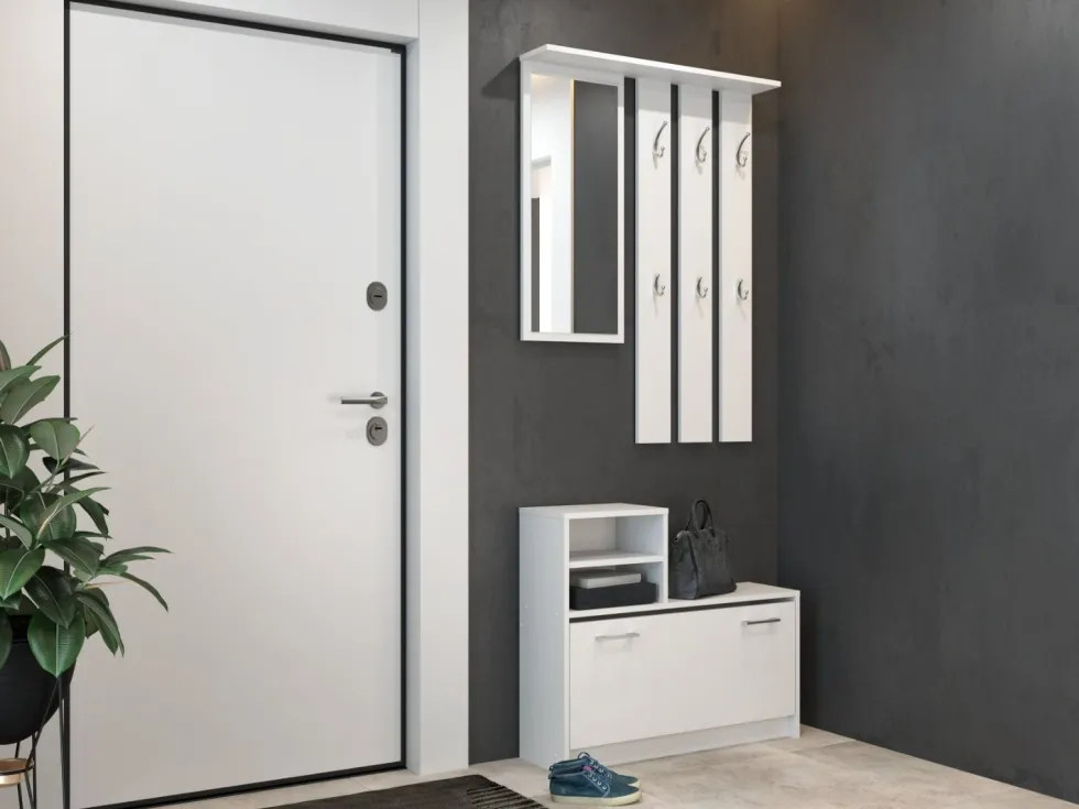 Mobile ingresso con specchio 85x180 cm bianco MIT1