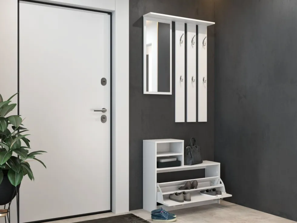 Mobile ingresso con specchio 85x180 cm bianco MIT1