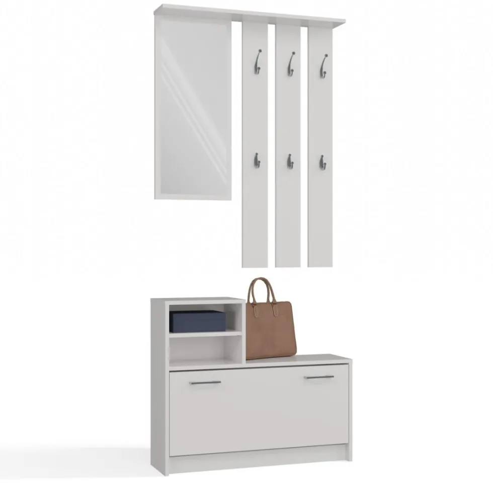 Mobile ingresso con specchio 85x180 cm bianco MIT1