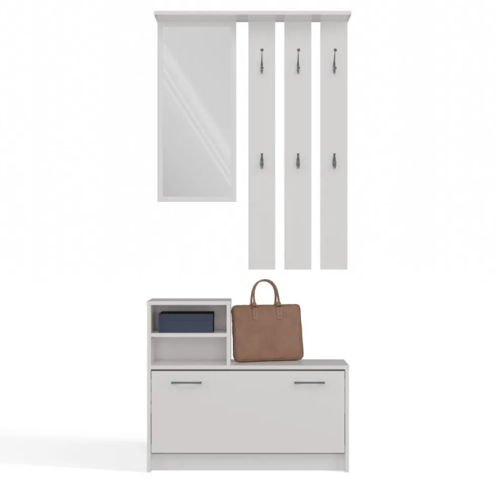 Mobile ingresso con specchio 85x180 cm bianco MIT1