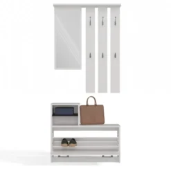 Mobile ingresso con specchio 85x180 cm bianco MIT1