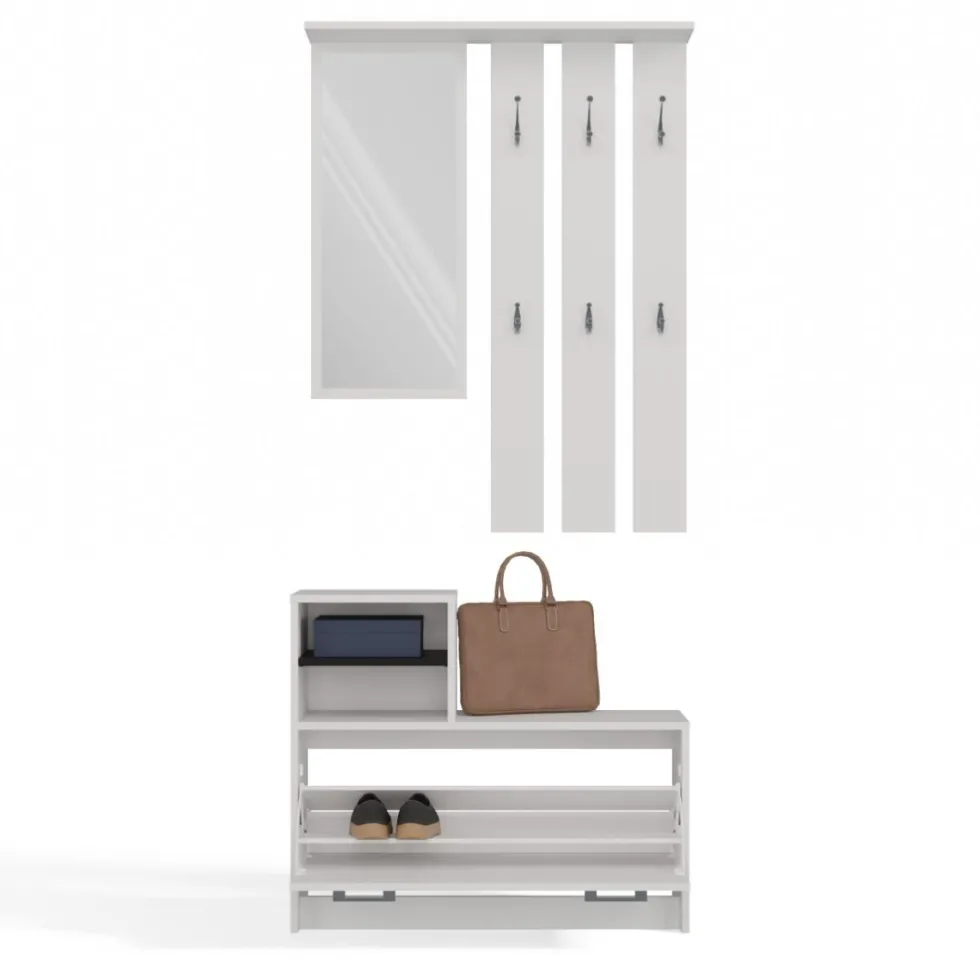 Mobile ingresso con specchio 85x180 cm bianco MIT1