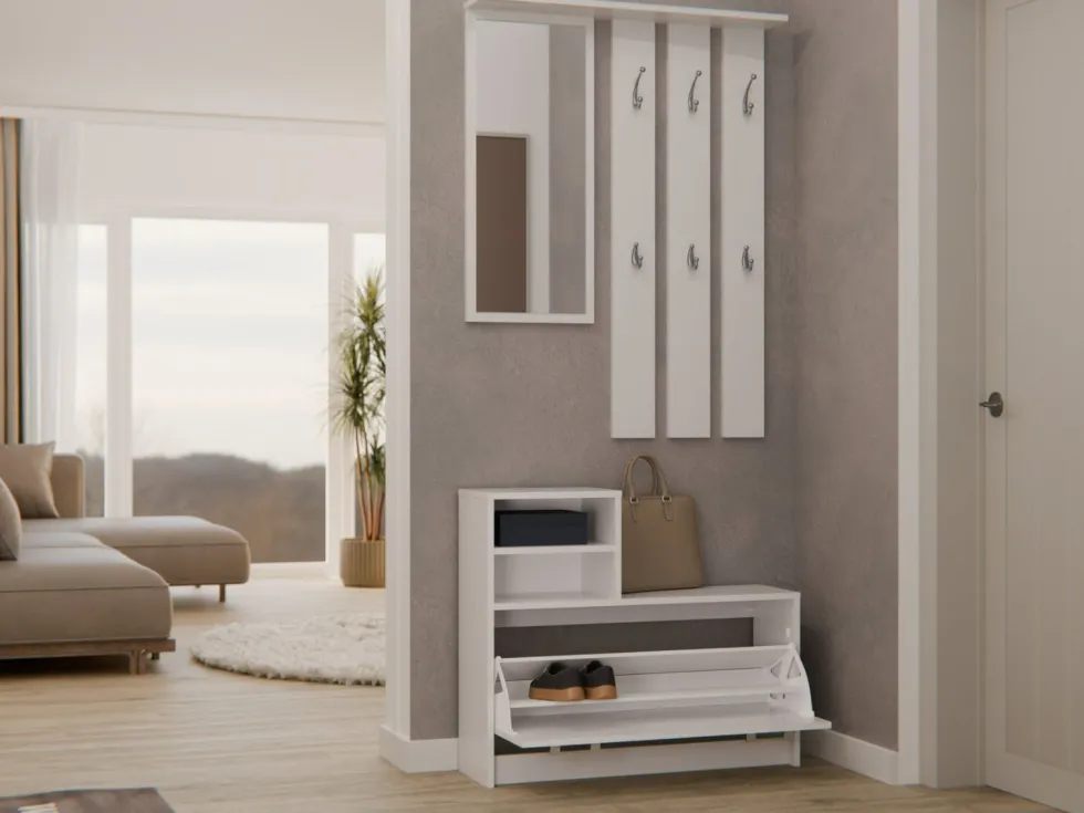 Mobile ingresso con specchio 85x180 cm bianco MIT1