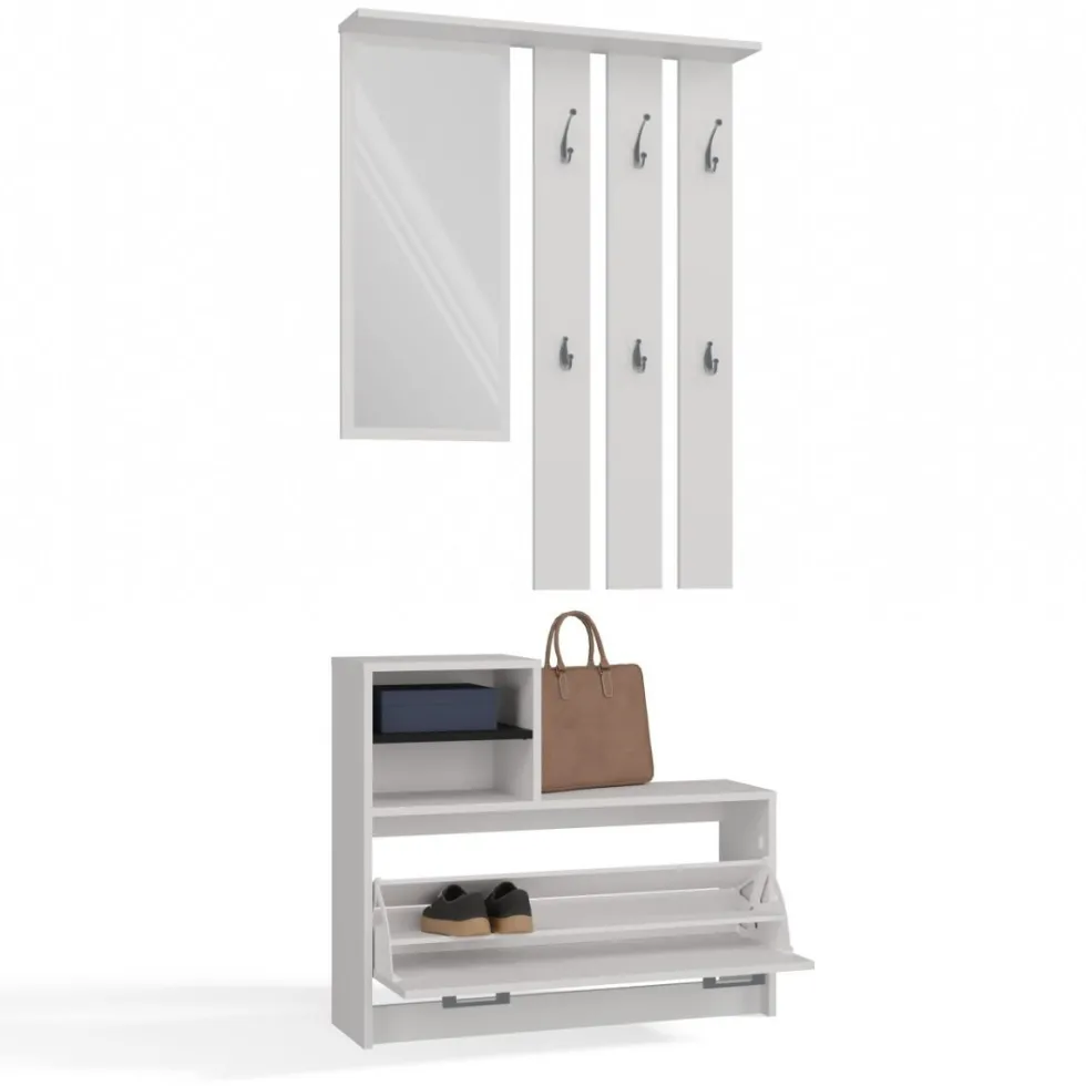 Mobile ingresso con specchio 85x180 cm bianco MIT1