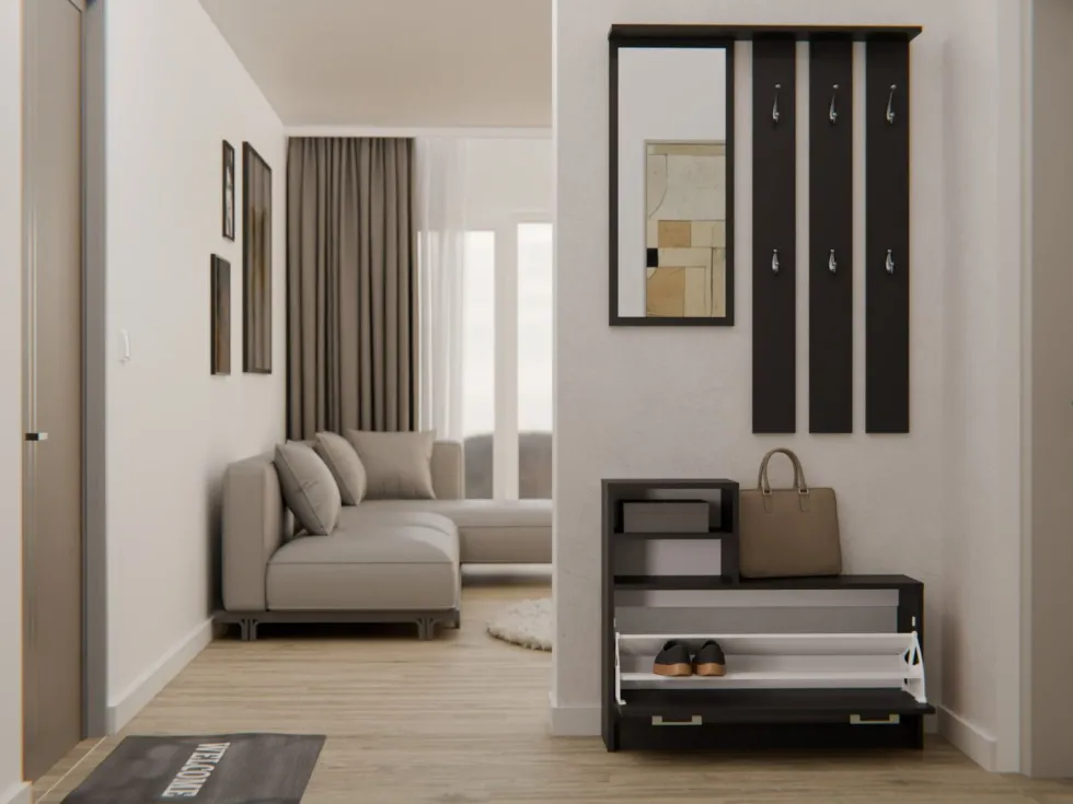 Mobile ingresso con specchio 85x180 cm nero MIT1