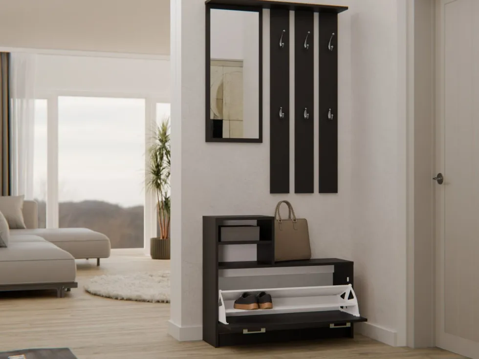 Mobile ingresso con specchio 85x180 cm nero MIT1