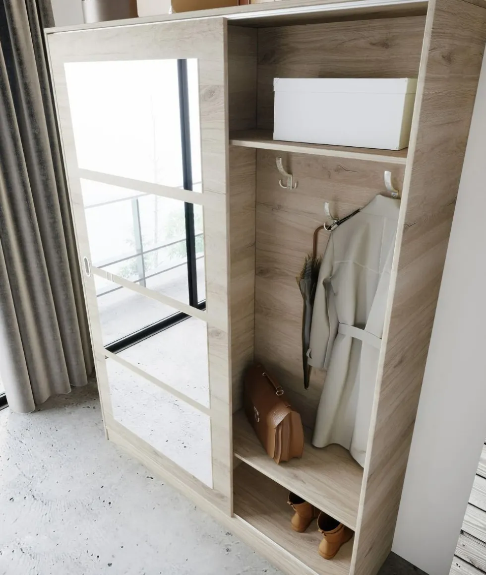 Mobile ingresso con specchio in rovere chiaro II2