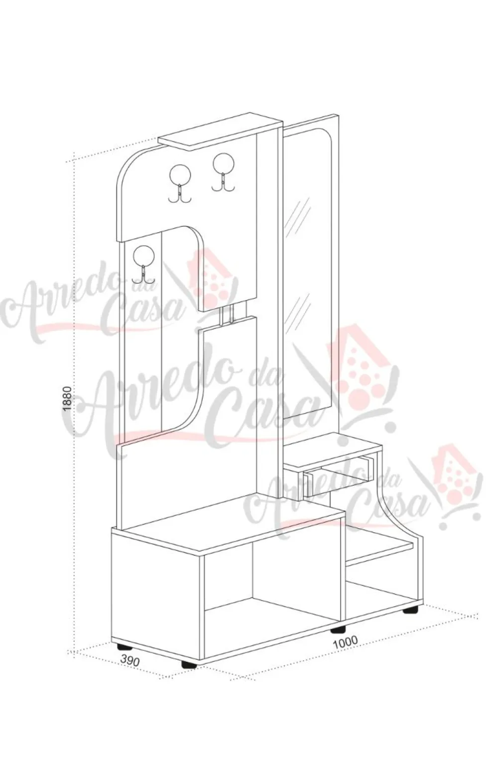 Mobile ingresso con specchio antracite effetto legno e rovere grigio IU14