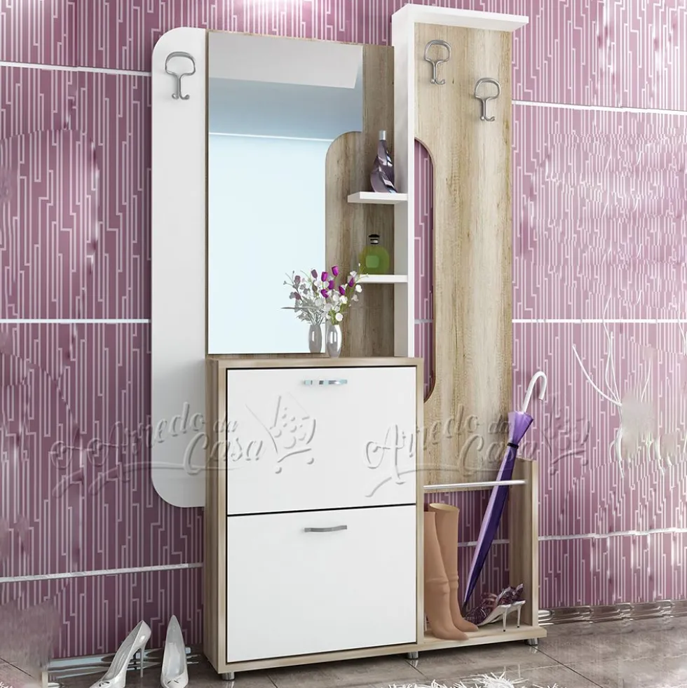 Mobile ingresso con specchio rovere/bianco IU8