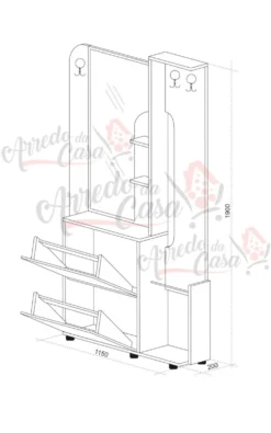 Mobile ingresso con specchio rovere/bianco IU8
