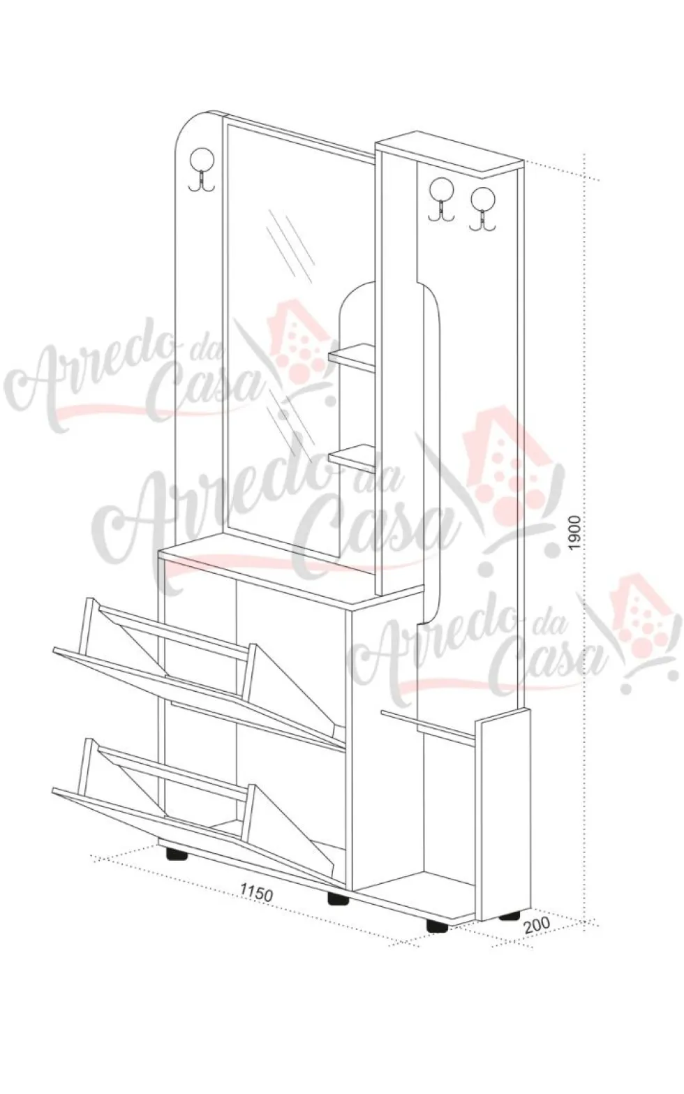 Mobile ingresso con specchio rovere/bianco IU8