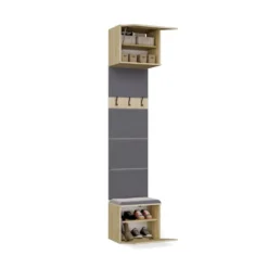 Mobile ingresso guardaroba 200x238 con panca rovere chiaro e grigio MIT13