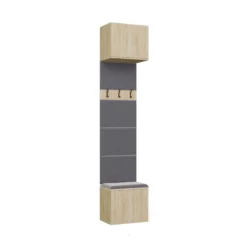 Mobile ingresso guardaroba 200x238 con panca rovere chiaro e grigio MIT13