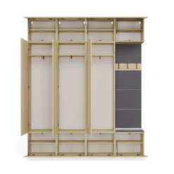 Mobile ingresso guardaroba 200x238 con panca rovere chiaro e grigio MIT13