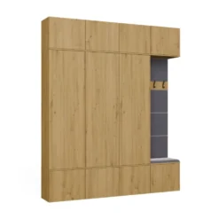 Mobile ingresso guardaroba 200x238 con panca rovere e grigio MIT13