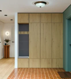 Mobile ingresso guardaroba 200x238 con panca rovere e grigio MIT13
