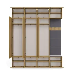 Mobile ingresso guardaroba 200x238 con panca rovere e grigio MIT13