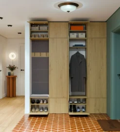 Mobile ingresso guardaroba 200x238 con panca rovere e grigio MIT13
