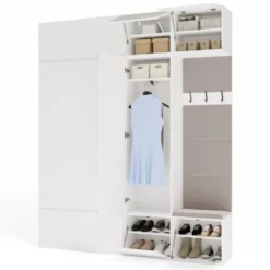 Mobile ingresso guardaroba 200x238 con panca bianco e beige cashmere MIT13