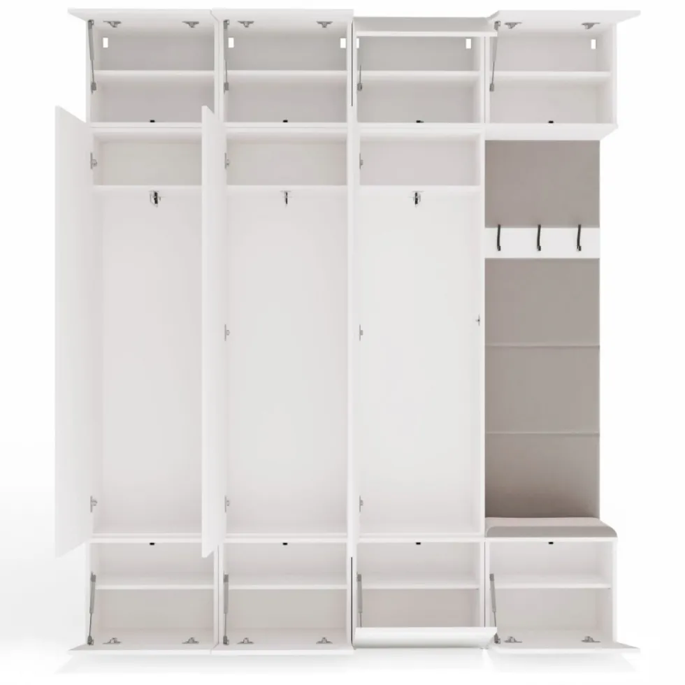 Mobile ingresso guardaroba 200x238 con panca bianco e beige cashmere MIT13