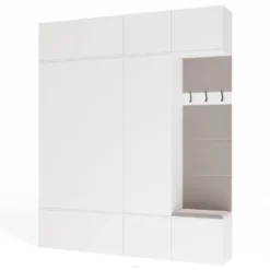 Mobile ingresso guardaroba 200x238 con panca bianco e beige cashmere MIT13