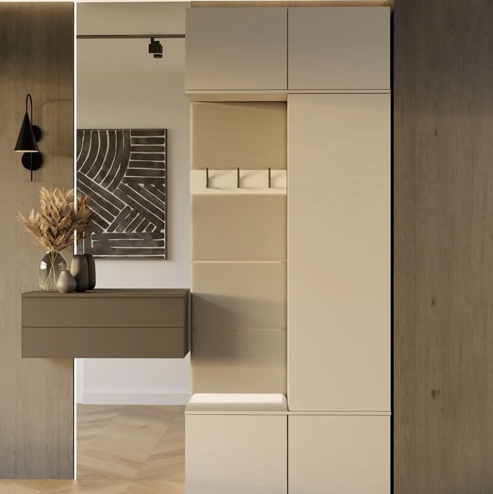 Mobile ingresso guardarobe 100x238 con appendiabiti beige cashmere MIT15