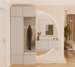 Mobile ingresso guardarobe 100x238 con appendiabiti beige cashmere MIT15