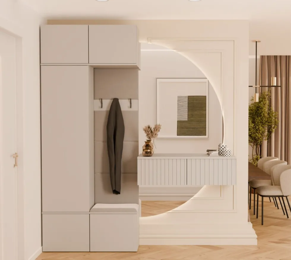 Mobile ingresso guardarobe 100x238 con appendiabiti beige cashmere MIT15