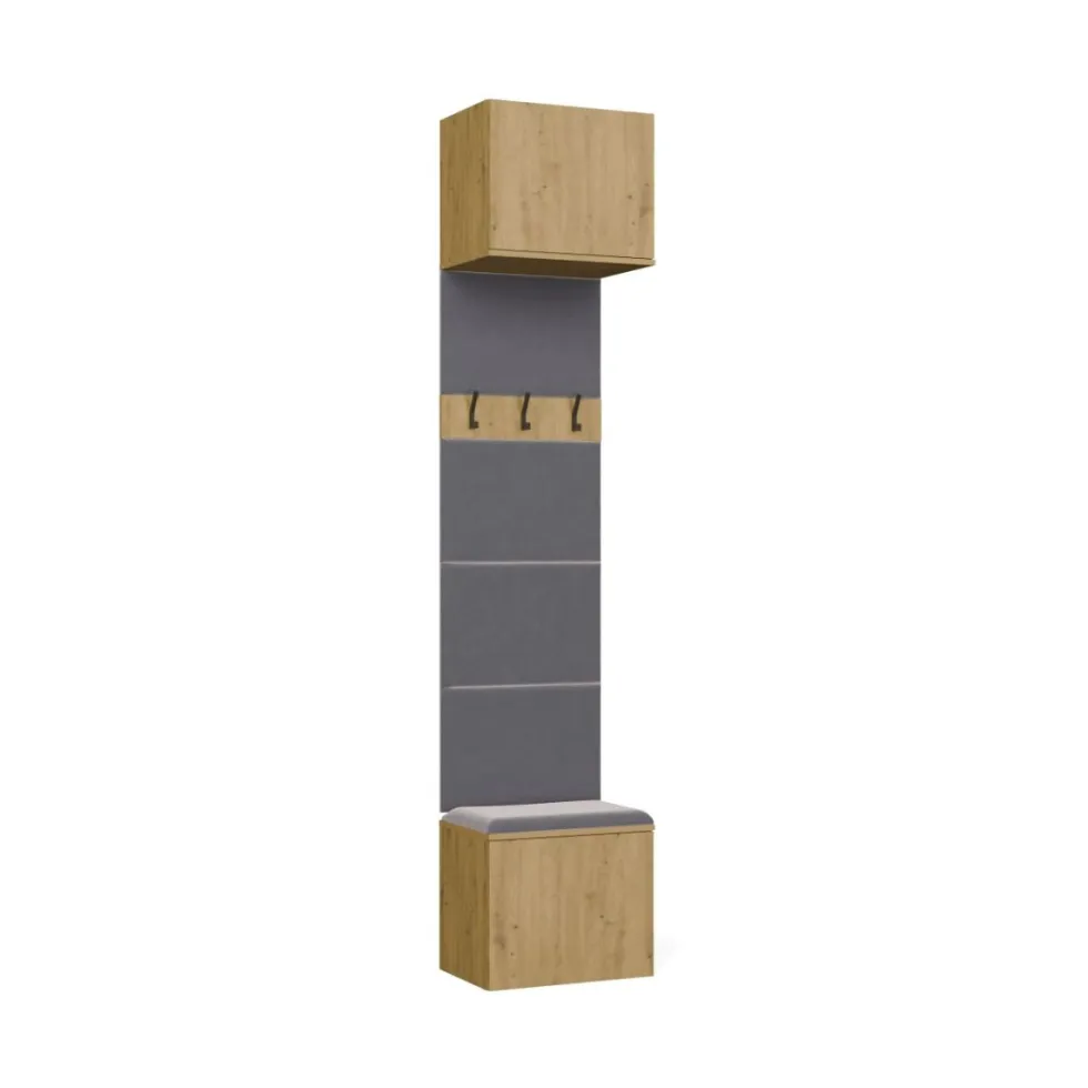 Mobile ingresso guardarobe 100x238 con appendiabiti rovere e grigio MIT15