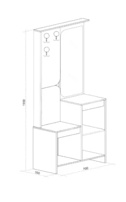 Mobile ingresso moderno con ante soft-close 70x195 cm beige e noce IU31