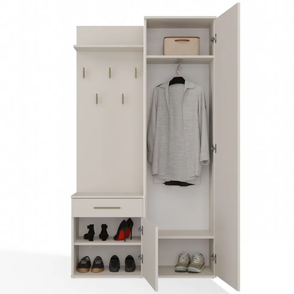 Mobile ingresso moderno con specchio beige cashmere MIT3