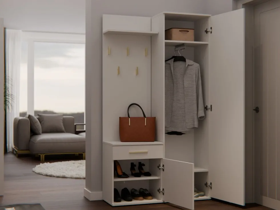 Mobile ingresso moderno con specchio beige cashmere MIT3