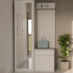 Mobile ingresso moderno con specchio beige cashmere MIT3