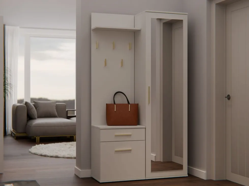 Mobile ingresso moderno con specchio beige cashmere MIT3