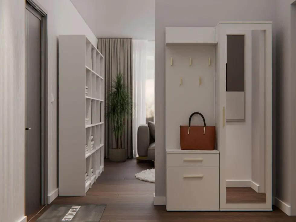 Mobile ingresso moderno con specchio beige cashmere MIT3