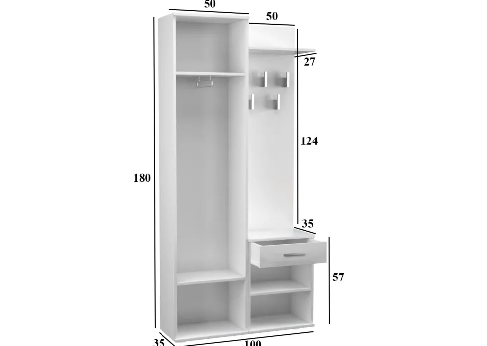 Mobile ingresso moderno con specchio rovere chiaro MIT3