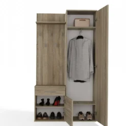 Mobile ingresso moderno con specchio rovere chiaro MIT3